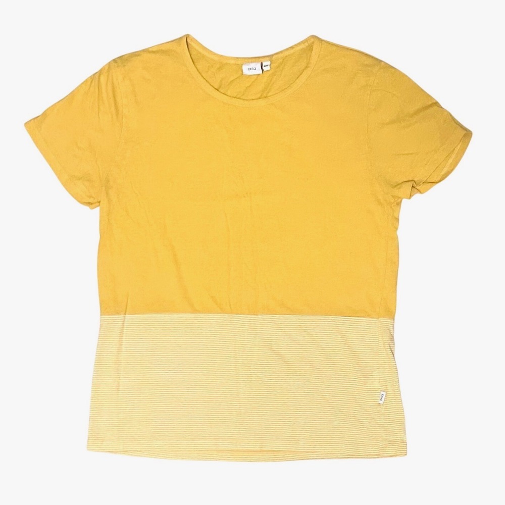 Onia Chad Tee Size M Yellow Colorblock Linen Blend Mens